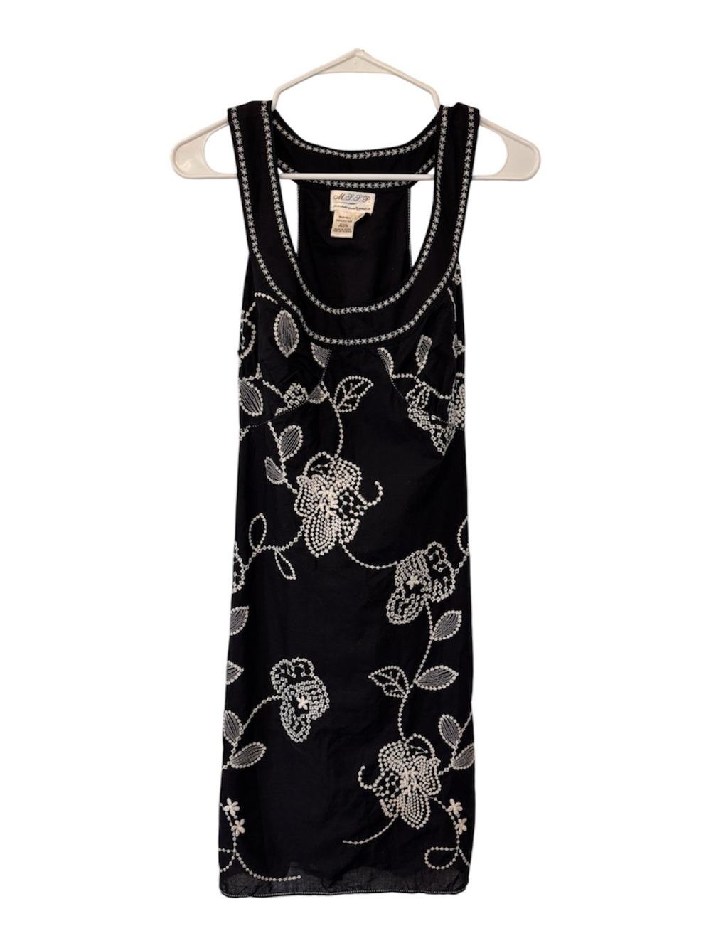 M.S.S.P Max Studio Black, Floral Embroidered Sleeveless Dress Lined Size Medium - Picture 2 of 11